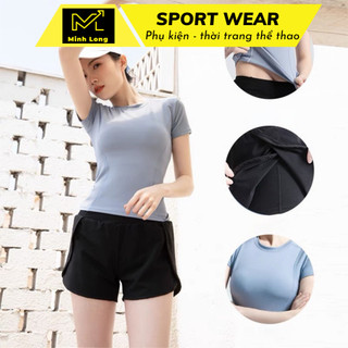 Áo thun cộc tay tập gym yoga nữ vải co giãn 4 chiều mềm mịn thấm hút mồ hôi GEPO GP201