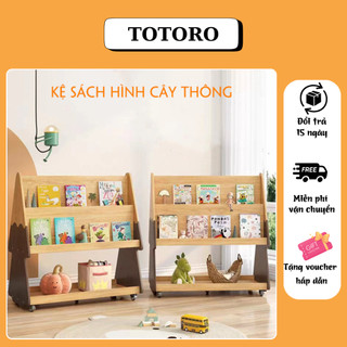 Kệ sách cây thông, giá đựng sách bằng gỗ thông tự nhiên cao cấp cho trẻ, kệ sách 3 tầng