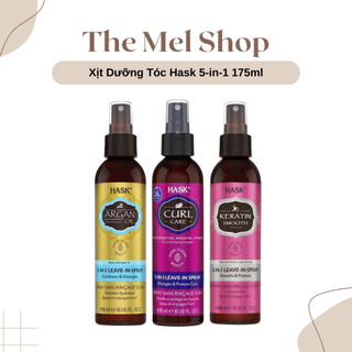 Xịt dưỡng tóc hask argan oil, hask keratin smooth, curl care 5-in-1 175ml