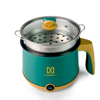 Nồi lẩu mini đa năng, ca nấu mì 2 tầng tặng giá hấp nướng, luộc, chiên chống dính