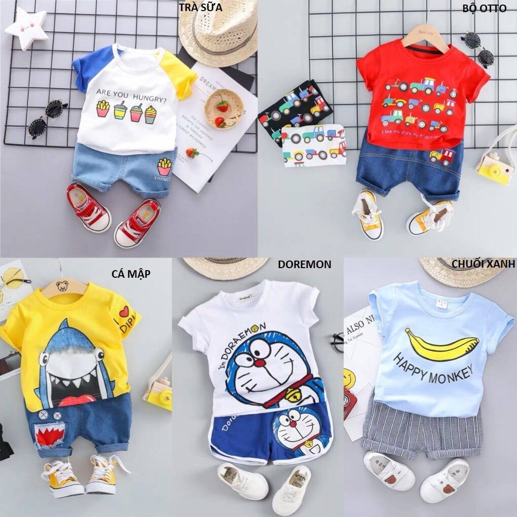 Quần áo bé trai bộ hè ( sét cá mập) cotton 4c size 5-20kg...