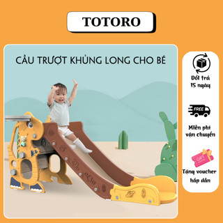 Cầu trượt cho bé, bộ cầu tuột khủng long đơn cho trẻ, cầu trượt cao cấp gấp gọn tiện lợi