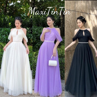 [Đầm Tiệc] Đầm Váy đi tiệc dạ hội cổ yếm đính ngọc rớt vai phong cách tiểu thư quý phái sang chảnh nhẹ nhàng