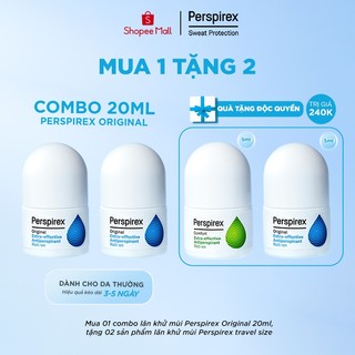Combo 2 Lăn khử mùi Perspirex Original 20ml: Dành cho da thường, ngăn đồ mồ hôi hiệu quả 3-5 ngày