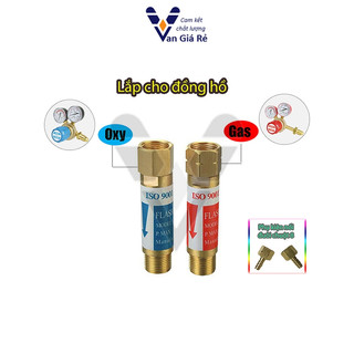 (Lắp đồng hồ) Van chống cháy ngược oxy, gas ren 14mm 17mm lắp cho đồng hồ oxy, đồng hồ gas hàn cắt gió đá