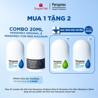 ComboMix 20ml Lăn khử mùi Perspirex For Men Maximum Cho Nam Giới và Perspirex Original Cho Da Thường