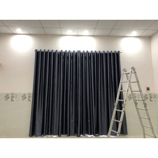 Rèm cửa màu xám đậm, rèm khoen, chống nắng cản sáng tới 97%, ngăn được hơi máy lạnh, cửa sổ, cửa chính, gác lửng.
