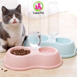 Bát đôi đựng thức ăn cho chó mèo LunaPet BA04, bát thức ăn giá rẻ, tiện lợi cho thú cưng