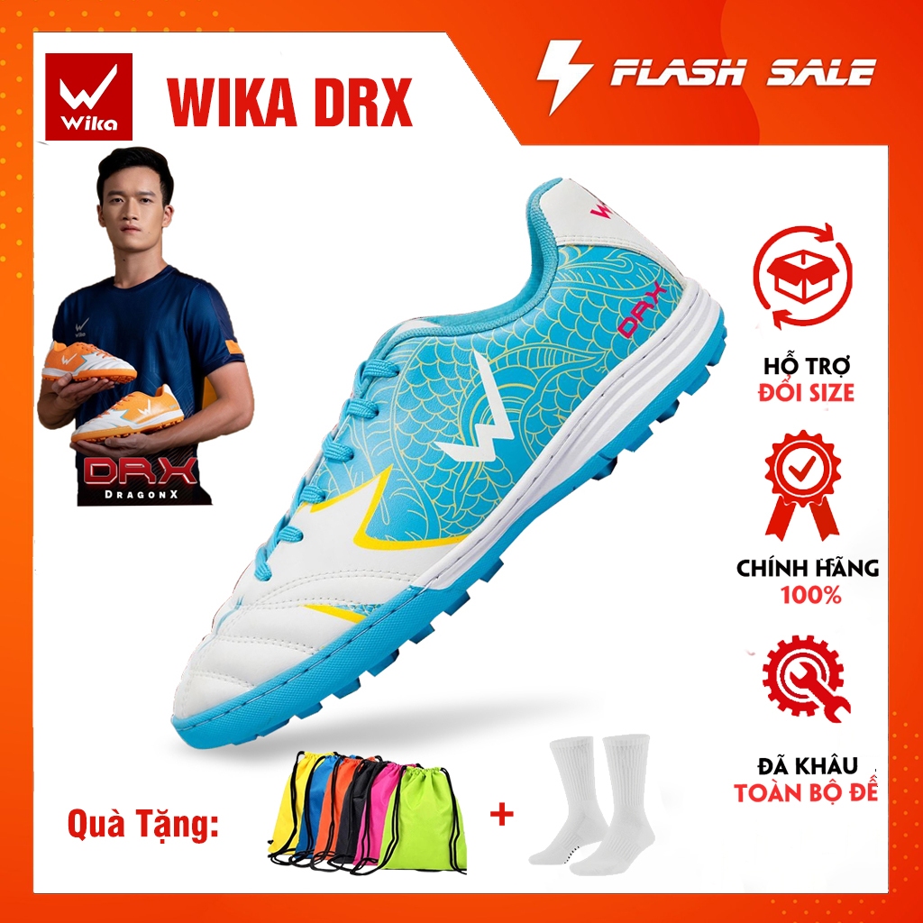 Giày Đá Bóng Wika DragonX Chính Hãng, Giày Đá Banh Sân Cỏ Nhân Tạo Chất Liệu Da Microfiber Cao Cấp Đã Được