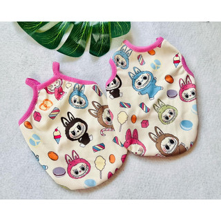 Áo thun gân co giãn 4 chiều cho chó mèo từ 1-20kg hoạ tiết labubu từ lù pet shop freeship