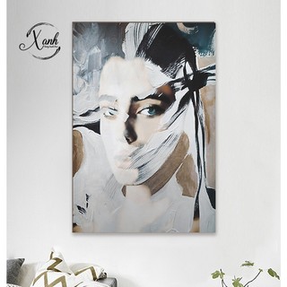 Tranh canvas CÔ GÁI VẼ BẰNG SƠN DẦU TRỪU TƯỢNG KHỔ LỚN 60X90 CM