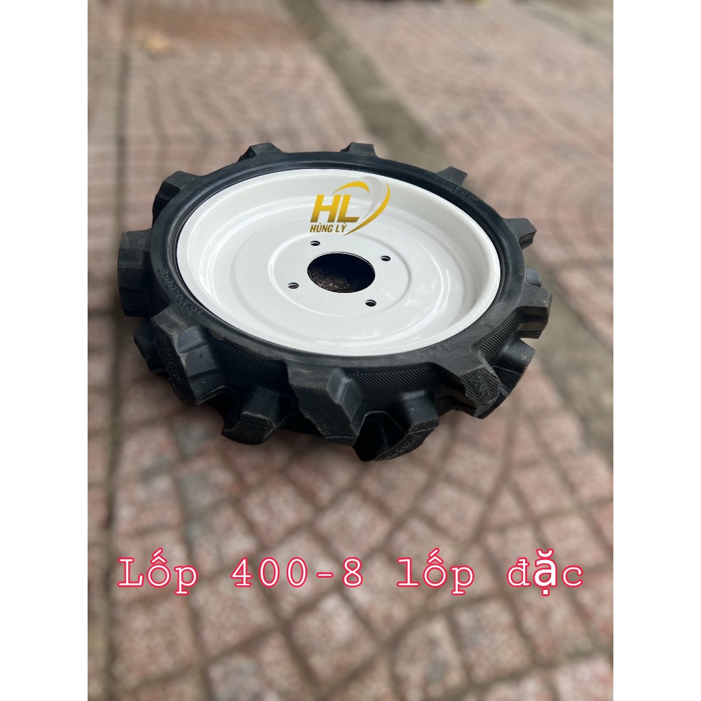 1 cái Lốp 400-8 lốp đặc + la Zăng TQ máy cày bánh xe máy cày nông nghiệp hùng lỳ