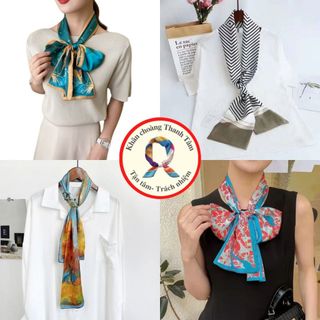 Khăn lụa dài chữ nhật 145x15cm- Khăn turban badana quàng cổ quấn tóc quấn túi nữ công sở thời trang cao cấp