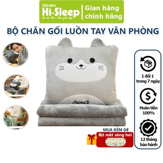 Bộ chăn gối văn phòng luồn tay HI-SLEEP thiết kế đa năng gối đầu, tựa lưng, gối ôm