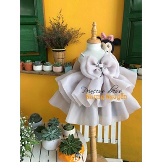 Váy Hai Dây Kết Cườm Hai Tầng Voan Phồng Nơ To Nhung Nguyễn Váy Đầm Công chúa Bé Gái Cao Cấp Tặng Kèm Cài