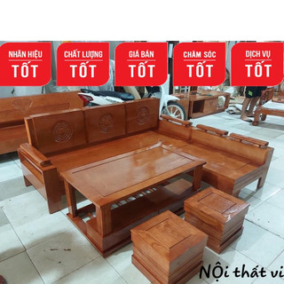 Bộ ghế gỗ sồi nga sơn màu dành cho phòng khách 2mx1m8