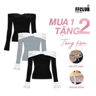 Áo body nữ kiểu Trễ vai TULIP Phong cách Coquette form ôm body tôn dáng FFCLUB mix