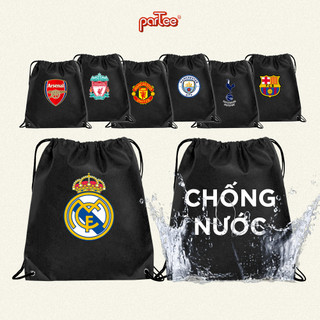 Túi balo dây rút thể thao lớn chống nước logo bóng đá đa năng mu mc arsenal psg real madrid manchester messi cr7 barca