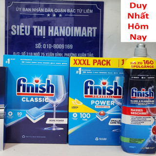 Combo 100 Viên rửa bát finish 90V + 800ml Nước làm bóng bát Finish dùng cho máy rửa bát