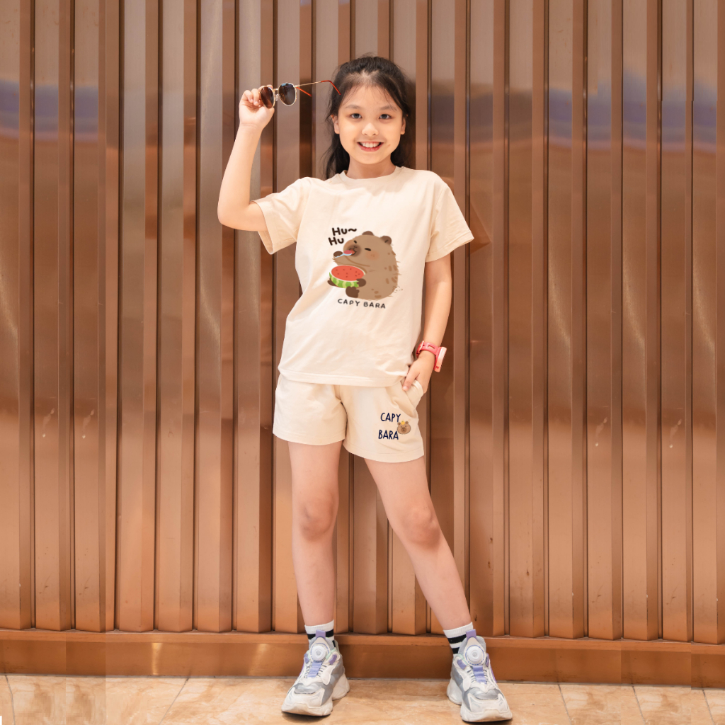 Bộ đồ Capybara 2026 cho bé gái - Quần áo trẻ em nữ Loza Kids BD007