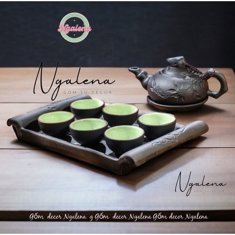 Bộ ấm chén khay chữ nhật