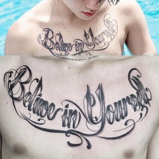 Hình Xăm Tạm Thời 15 Ngày Chữ Tiếng Anh Dán Full Ngực Chống Nước Chống Cọ Xát