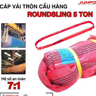 Dây cáp vải cẩu hàng Jumpo bản tròn 5 tấn hệ số 7:1 nhiều kích thước - Cáp vải cẩu hàng bản tròn 5T cẩu hàng hóa an toàn