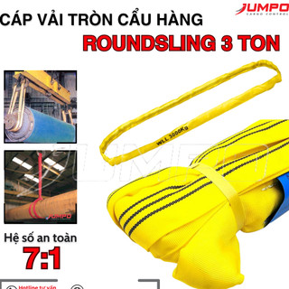 Dây cáp vải cẩu hàng Jumpo bản tròn 3 tấn hệ số 7:1 nhiều kích thước - Cáp vải cẩu hàng bản tròn 3T cẩu hàng hóa an toàn