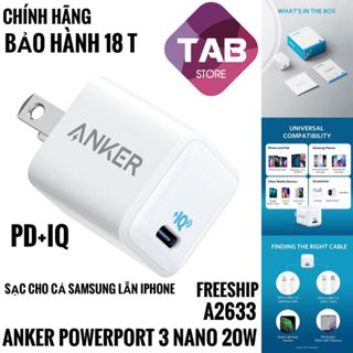 Củ Sạc Anker PowerPort 3 Nano 20W IQ3 - A2633 (Bảo Hành 18T)