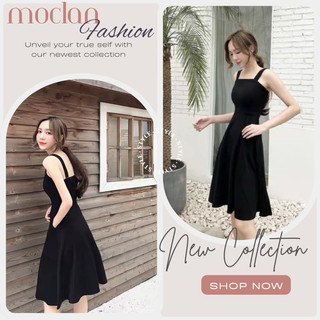 (Moclanclothing)váy xoè  hai dâymàu đen cho mùa hè của nữ -hàng chuẩn không phai hàng xưởng may lại