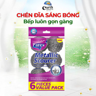 Gói 6 Miếng Cước Cọ Rửa Inox Cao Cấp PAREX Sạch, Bền Không Xước Tay, Dùng Cho Vết Bẩn Cứng Đầu