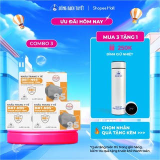 Combo 3 hộp khẩu trang bông bạch tuyết n95 than hoạt tính