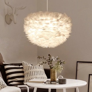 Đèn Chùm Mây lông Vũ Bắc ÂU Decor Lighting, đèn thả lông vũ  ( Loại Cỡ Vừa 40cm) -TẶNG KÈM 3 BÓNG