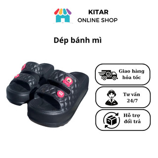Dép nữ quai ngang đế bánh mì 6cm chống trơn chất Eva nhẹ size 36-39 màu nâu, đen, trà sữa D22