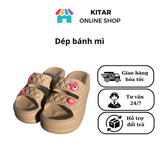 Dép nữ quai ngang đế bánh mì 6cm chống trơn chất Eva nhẹ size 36-39 màu nâu, đen, trà sữa D23