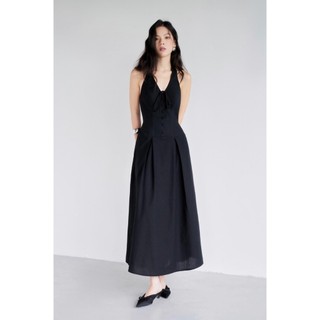 Đầm bigsize cổ yếm phối nút cột nơ hở lưng sexy quyến rũ ( Thời trang Vicky G - Anitagreen ) HN0824