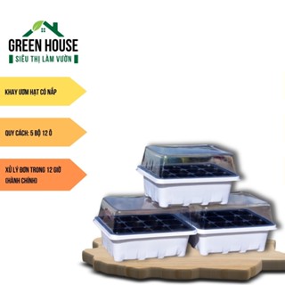 Vỉ Ươm Hạt Giống 12 Ngăn - Có nắp đậy, có khay đựng nước, sử dụng ươm xương rồng, sen đá | Green House