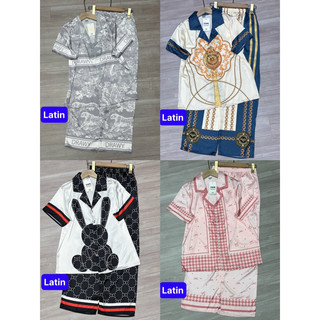 Bộ ngủ pyjama, đồ bộ lụa latin pyjama tay ngắn các mẫu size 40-58kg chất liệu cao cấp