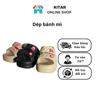 Dép nữ quai ngang đế bánh mì 6cm chống trơn chất Eva nhẹ size 36-39 màu nâu, đen, trà sữa D24