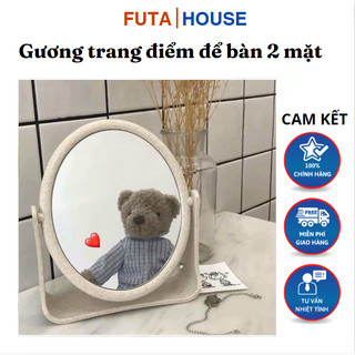 Gương trang điểm để bàn 2 mặt gương xoay 360 độ - Gương để bàn trang điểm Hàn Quốc
