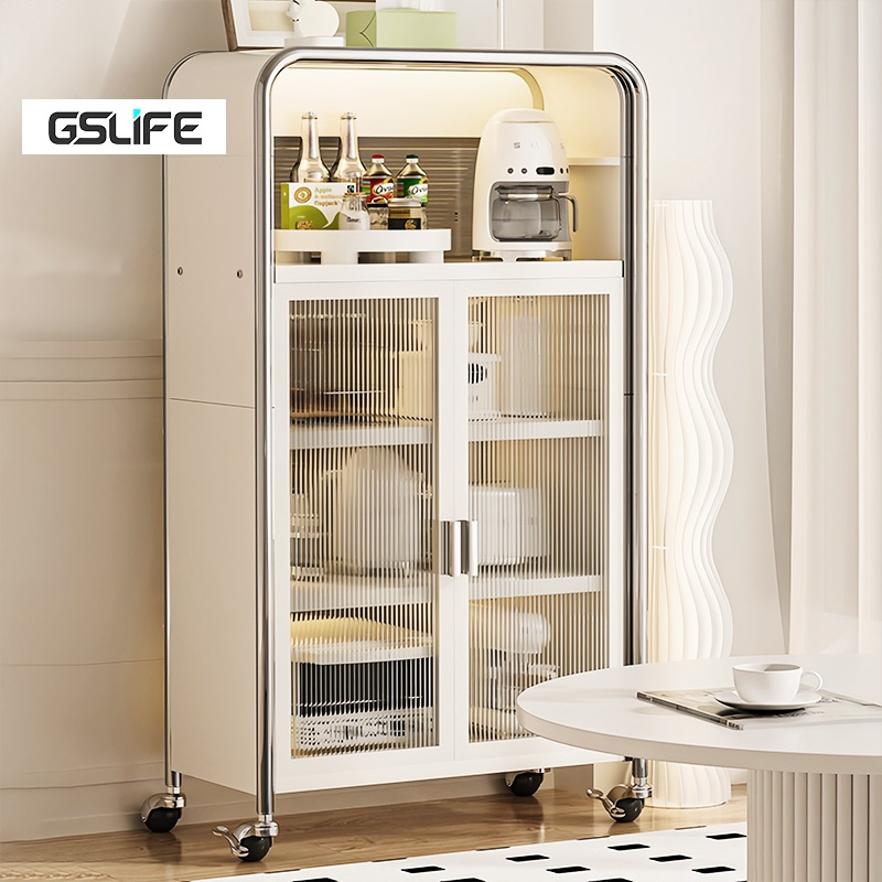 GSlife Kệ Nhà Bếp Có Bánh Xe-Kệ Lò Vi Sóng Đa Năng 60/80cm, Kệ Để Đồ Có Từ