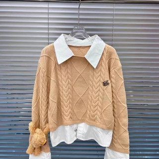 Áo croptop phối sơmi len 13demarzo