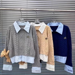 Áo croptop phối sơmi len 13demarzo