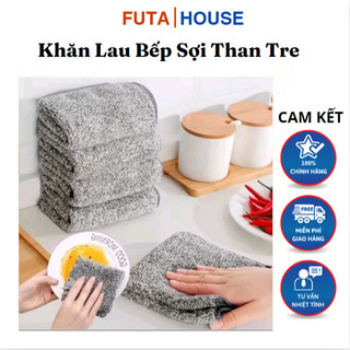 Khăn lau bếp sợi than tre, khăn lau chén bát lau tay thấm hút mềm mịn