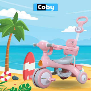 Xe đẩy ba bánh cho bé COBY,đa năng kiêm xe đạp 3 bánh có nhạc và đèn cho bé từ 8 tháng 5 tháng