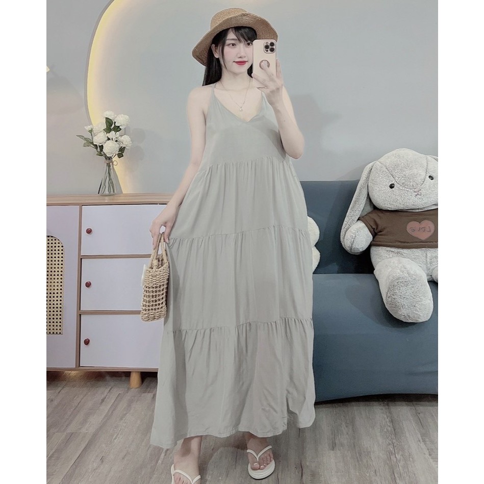 Váy Mặc Nhà - váy Ngủ ( váy 2 dây - 4 Tầng  ) chất liệu Lanh Lụa- mềm - mát | BigBuy360 - bigbuy360.vn