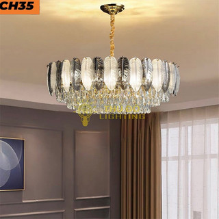Đèn Chùm Pha Lê 6532  Chất Liệu Hợp Kim Kết Hợp Pha Lê, Phi 550 Và 750, Tặng Kèm Bóng Led