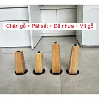 BÁN LẺ CHÂN GỖ VUÔNG CAO 10CM, 15CM, 20CM + KÈM PÁT SẮT + ĐẾ NHỰA+ VÍT GỖ