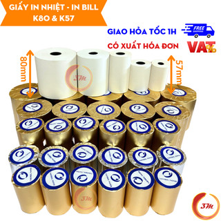 Giấy in bill k80, k57, k58, giấy in nhiệt giá rẻ, shop online, cafe, cửa hàng,taxi, pos cầm tay