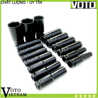 Bộ 9 Đầu khẩu 1/2 8 - 22mm dài 78mm vặn bulong, đầu bulong, đầu tiếp màu đen